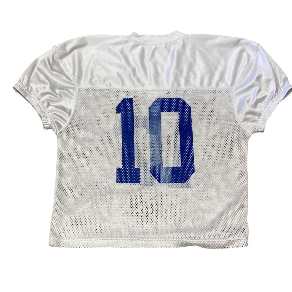 Pro Down Champ White Mesh Football Practice Jersey Adult S/M Blue Numbers 17 10 - Picture 2 of 6